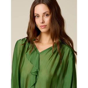 Oltre - Blusa de voile de seda y viscosa - Verde