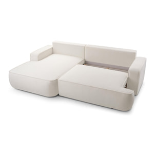 Nessino - canapé d'angle gauche 4 places - convertible avec coffre - en tissu texturé - Beige