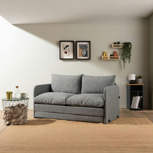 Canapé-lit en lin gris chiné, 2 personnes 140 cm ORURO