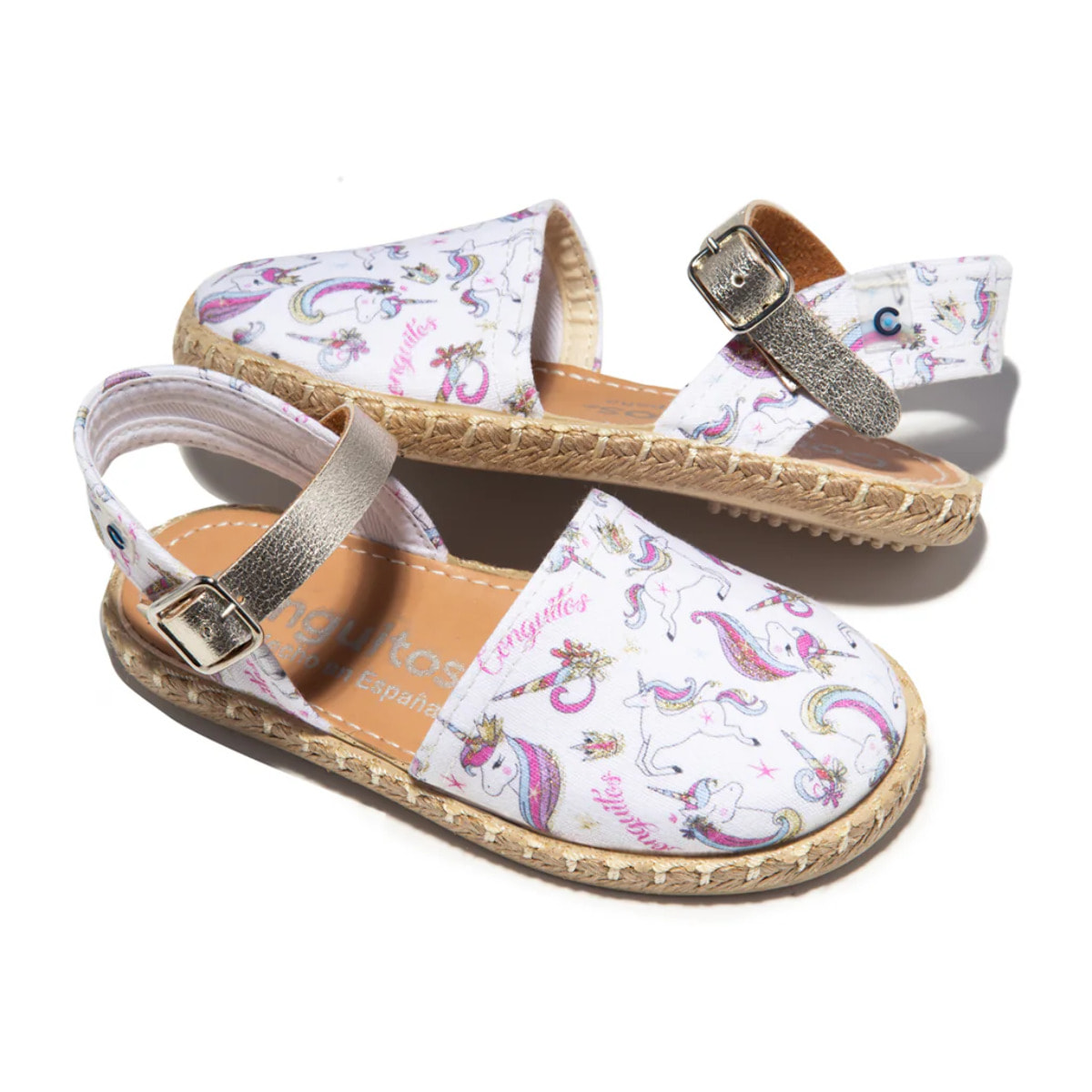 Conguitos - Sandali estivi in juta con zeppa per bambina comodi