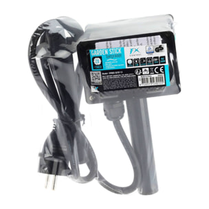 Pincho de Jardín con 2 enchufes alemanes y temporizador, cable de 1,5m y Protección infantil