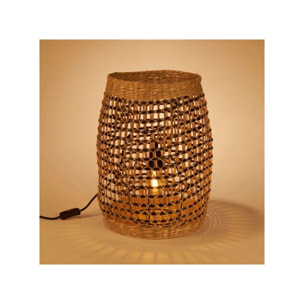 Petite lampe à poser en zostère tressée noir et naturel - HUDSON 104