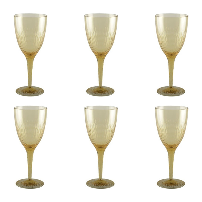 Verres a vin jaune acrylique - lot de 6