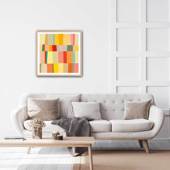 Poster color square Affiche + cadre en bois - Chêne