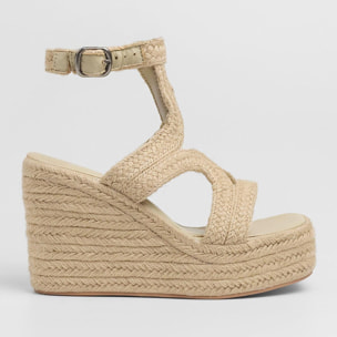 Sandalias de cuña Mirta Beige 11 cm