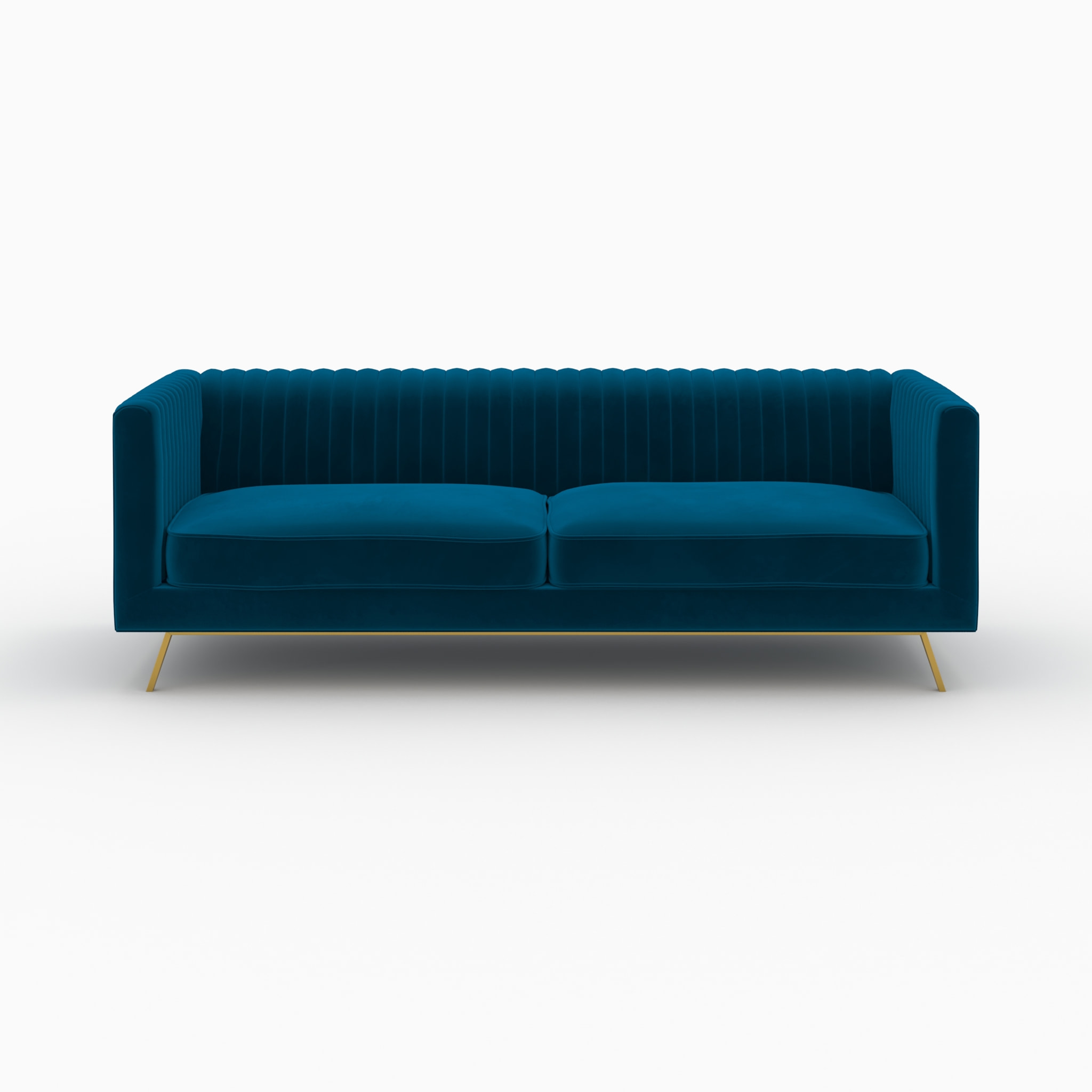 Ensemble canapé et fauteuil en velours bleu 3 places - Gatsby