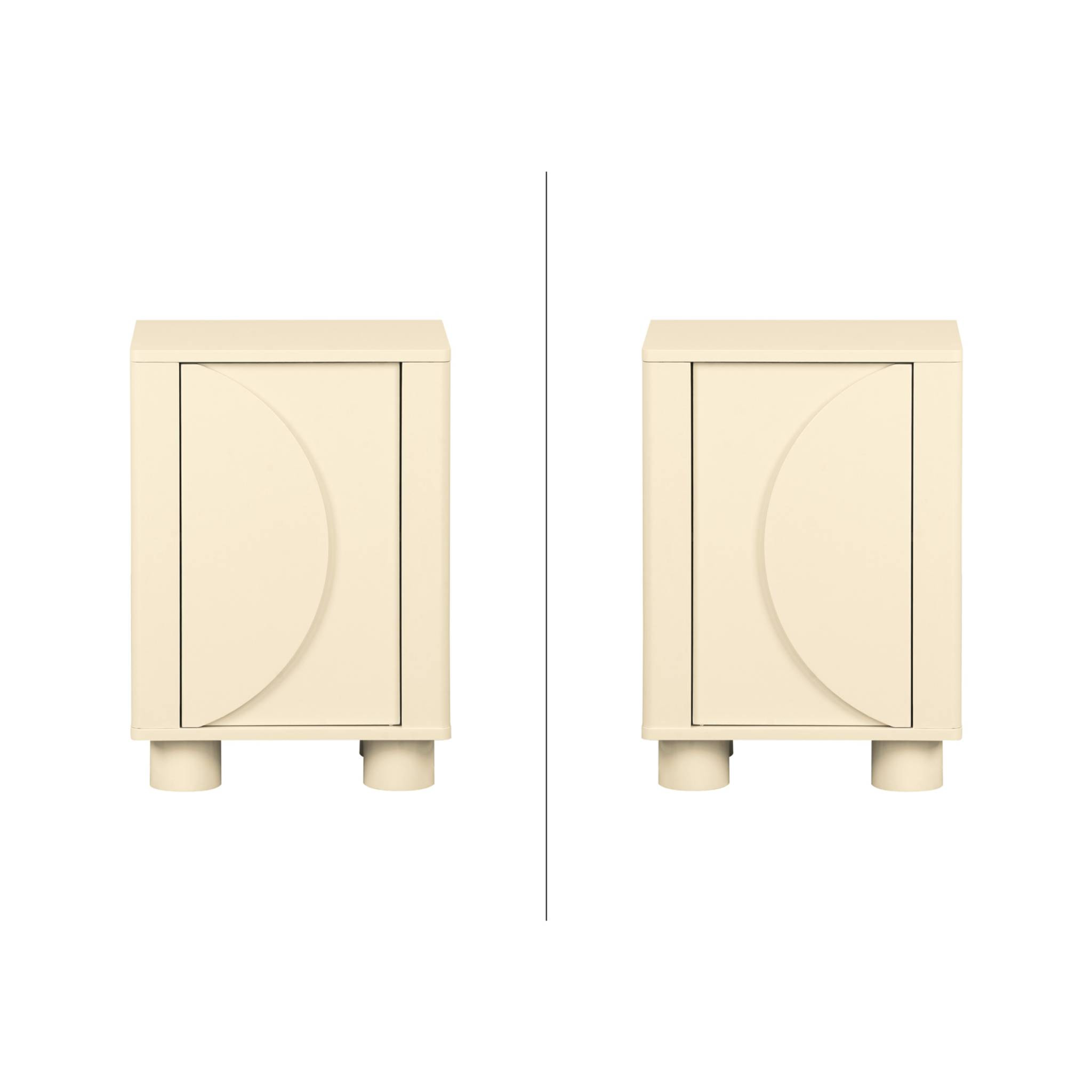 Table de chevet décor bois 1 porte réversible (lot de 2) PONDI