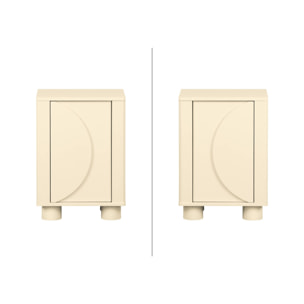 Table de chevet décor bois 1 porte réversible (lot de 2) PONDI