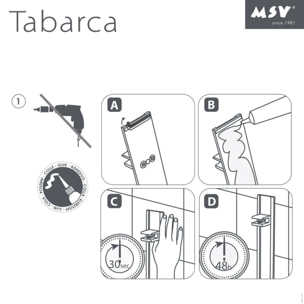 Etagère d'angle de douche 2 niveaux à  fixer TABARCA Alu & Verre Satiné MSV