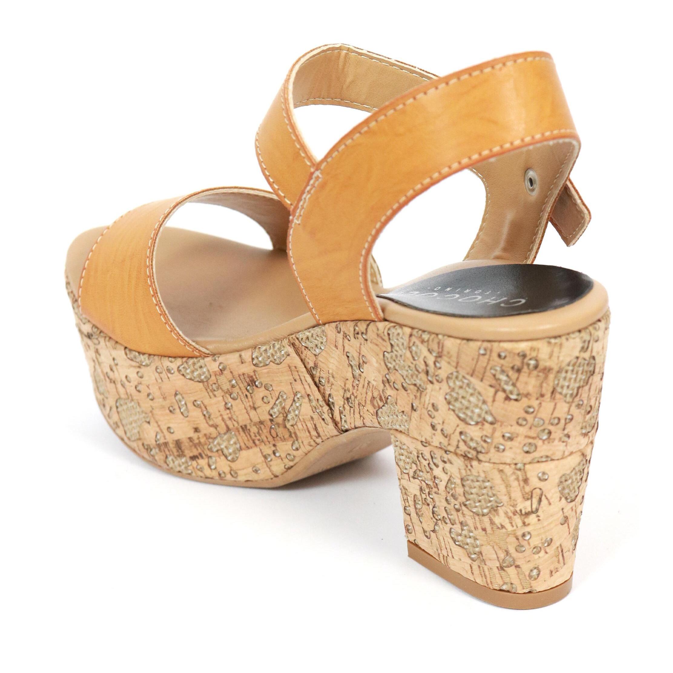 SANDALO PLATFORM FASCIA CHOCOLA' CAMEL