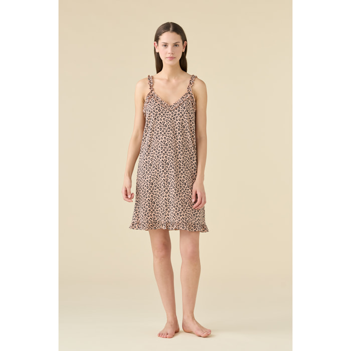 Camicia da notte donna estiva in cotone articolo animalier lover. Noidinotte