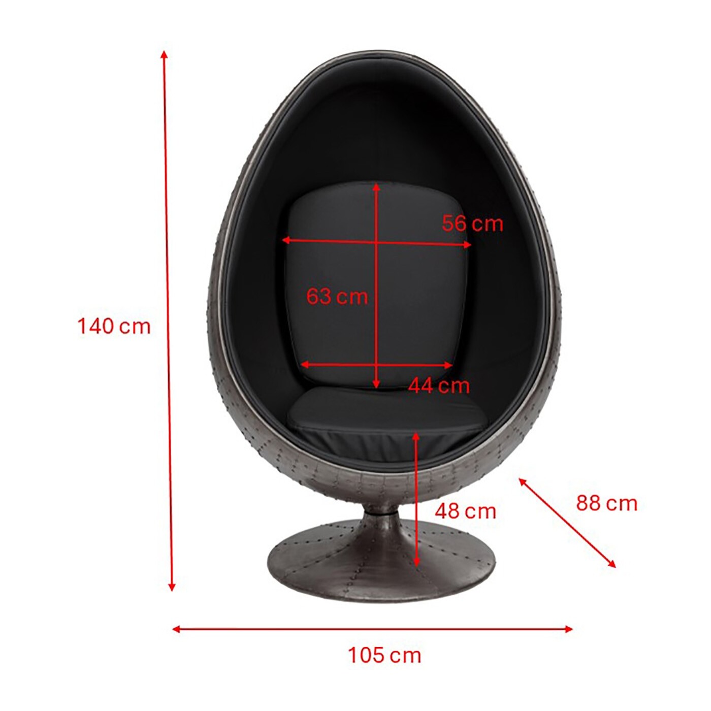 Fauteuil pivotant Eye Ball velours noir Kare Design