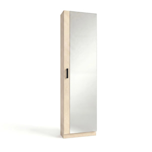 Zapatero alto de 1 puerta con espejo en microcemento beige 180x50 cm Roma Microcemento Beige