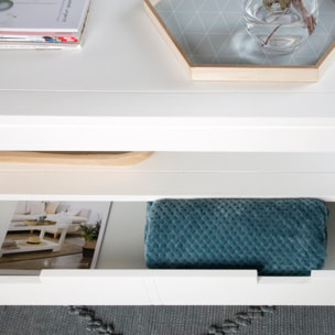 Table basse avec plateau relevable Jil -bois massif et panneau de mdf-couleur laqué blanc mat 110 x 45 x 60 cm