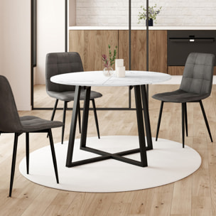 Table à manger ronde extensible Sana Ø110-150cm effet marbre