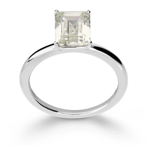 Anello Solitario in Argento 925 con Cubic Zirconia a Baguette
