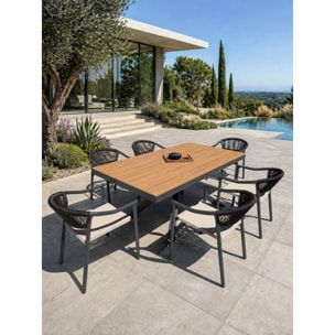 LAMU - Ensemble repas de jardin 6 places en alu - Gris anthracite
