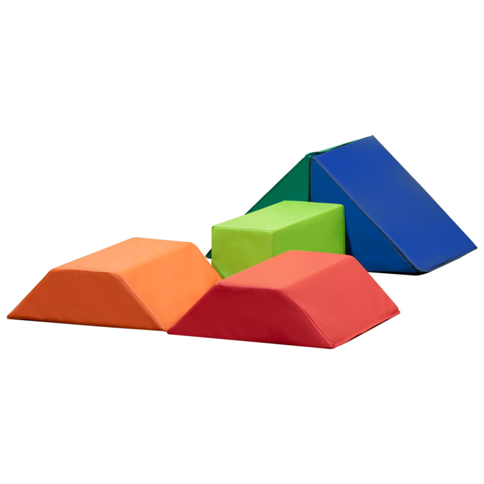 5 blocs de construction en mousse XL - modules de motricité - jouets éducatifs - certifiés normes EN71-1-2-3 - mousse EPE revêtement PU quadricolore