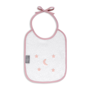 Pack 2 Baberos Don Algodon 20X25 Modelo Estrellas Luna Bco/Rosa