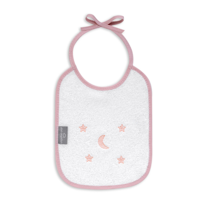 Pack 2 Baberos Don Algodon 20X25 Modelo Estrellas Luna Bco/Rosa