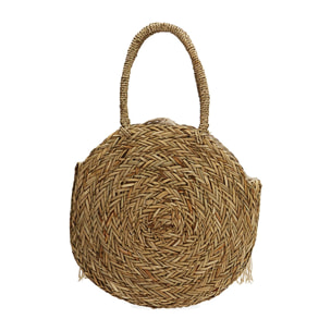 Borsa tonda beige in paglia