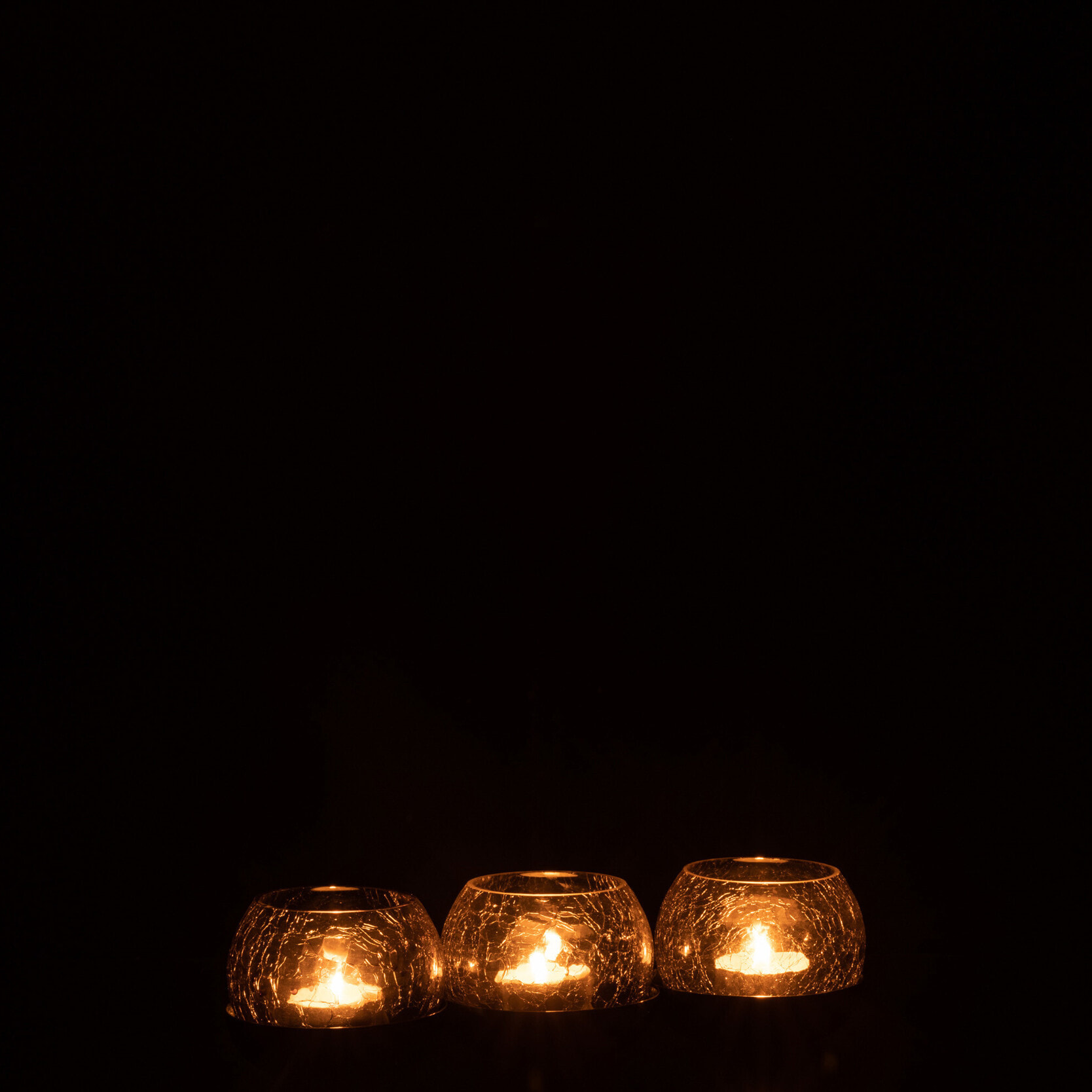 J-Line bougeoir 3 Boules Craquele - verre/acier - noir