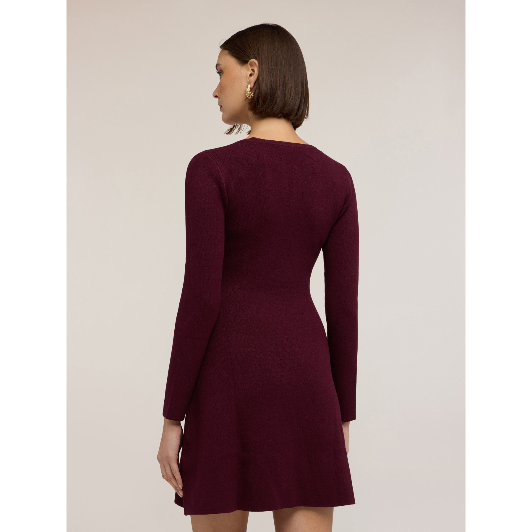 Motivi - Vestido tubo de punto con detalle metálico - Burgundy