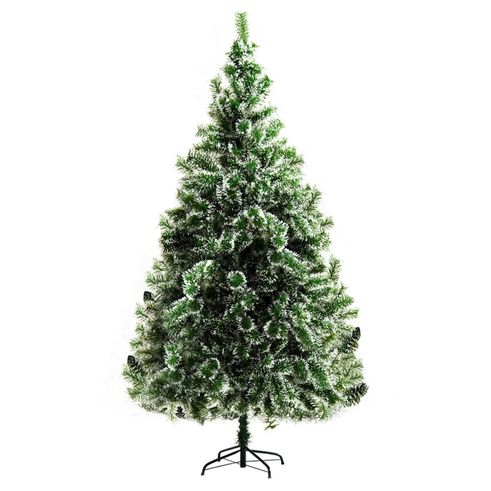 Sapin de Noël artificiel aspect enneigé Ø 100 x 210H cm 968 branches épines imitation Nordmann grand réalisme