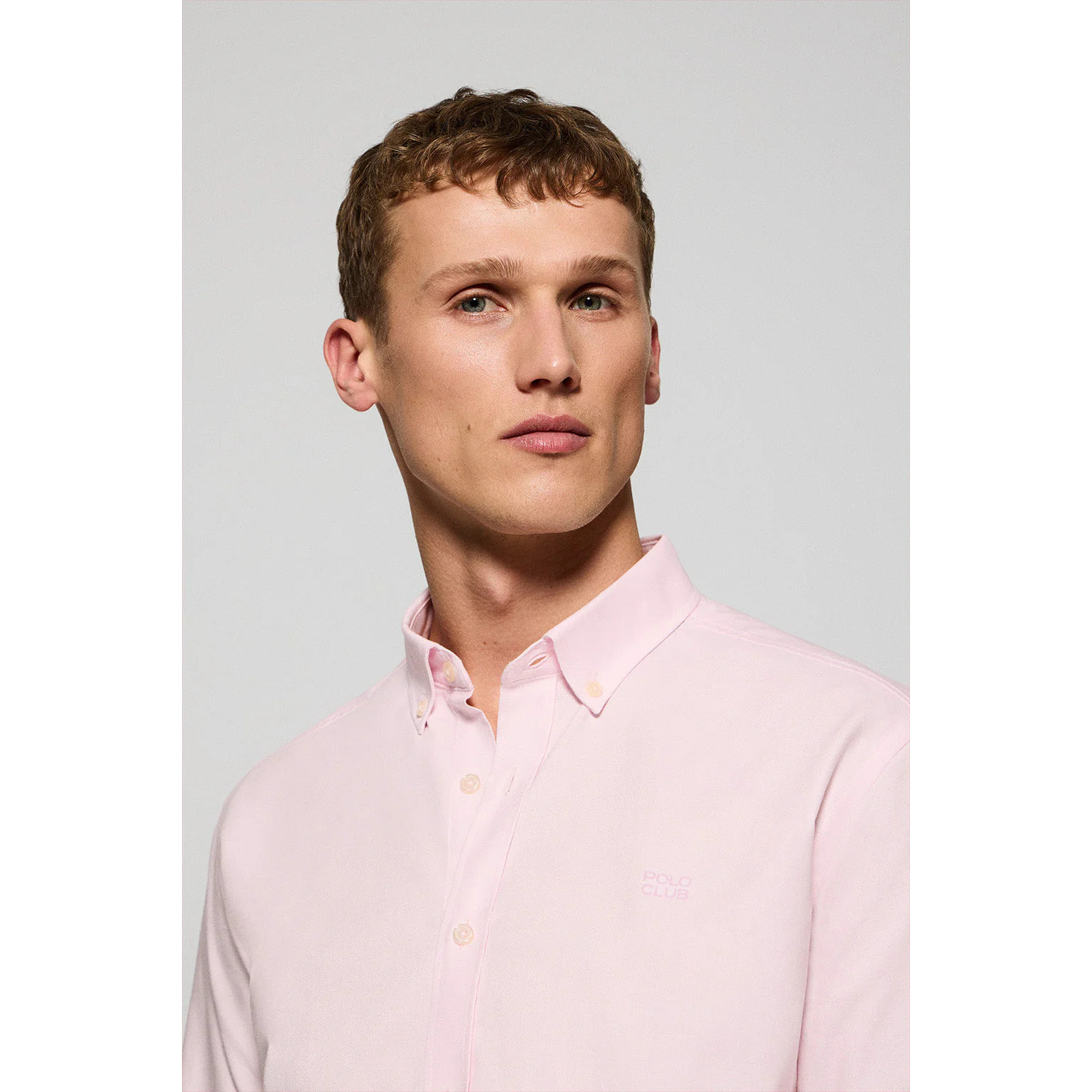Camisa lisa oxford rosa con logo bordado Polo Club