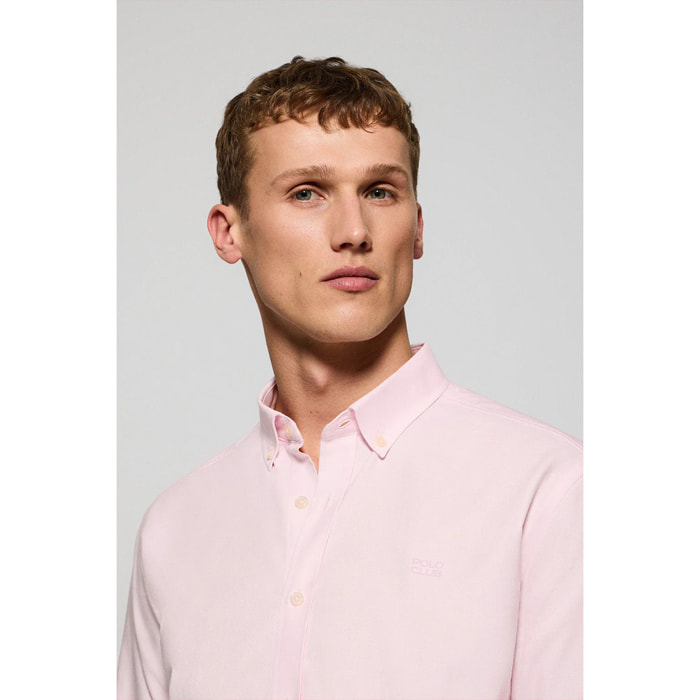 Camisa lisa oxford rosa con logo bordado Polo Club