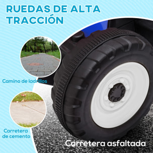 Tractor Eléctrico con Remolque Desmontable Coche Eléctrico para Niños 3-6 Años con Control Remoto Música MP3 Pantalla Luces y Cinturón de Seguridad 136,5x50x52,5 cm Azul