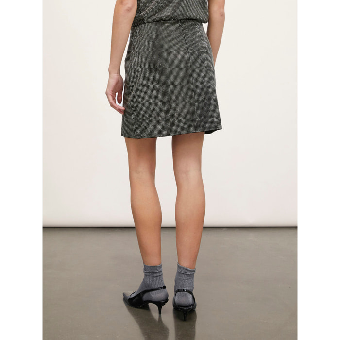 Motivi - Minifalda llena de pedrería - Gris