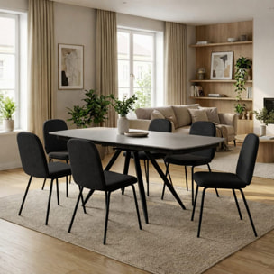 Set 2 sedie elegati in tessuto grigio scuro con gambe nere - Karen