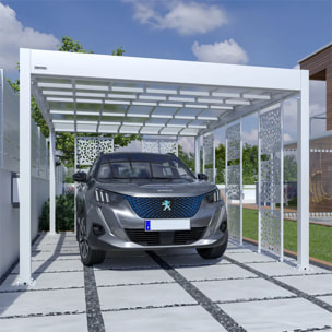 Carport aluminium Blanc Trigano - LIBECCIO + 5 claustras - 16 m²