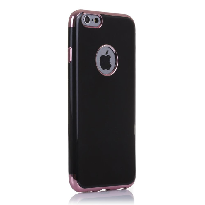 CARCASA EN NEGRO BRILLANTE CON BORDES METALIZADOS PARA IPHONE 6/6S