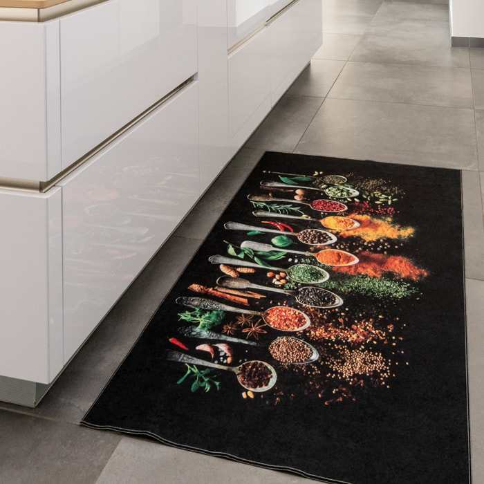 Stampa - tapis de cuisine lavable à motif, noir