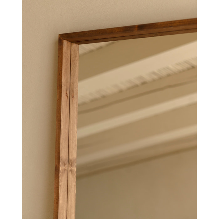 Miroir effet bois massif ton chêne foncé en différentes tailles
