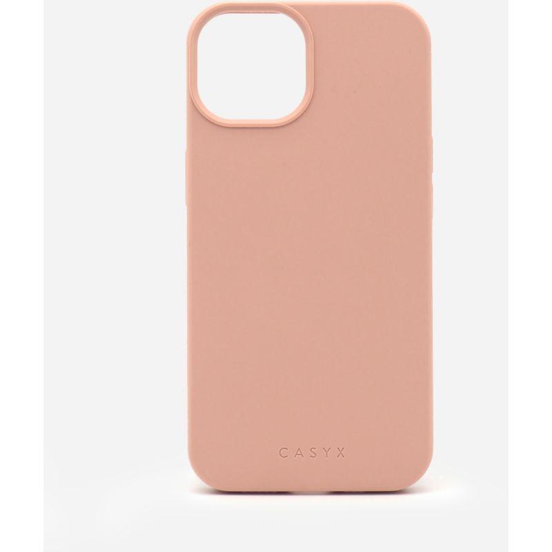 Coque CASYX iPhone 14 silicone Rose MagSafe