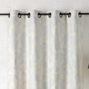 Rideau jacquard géométrique texturé rétro - Ecru