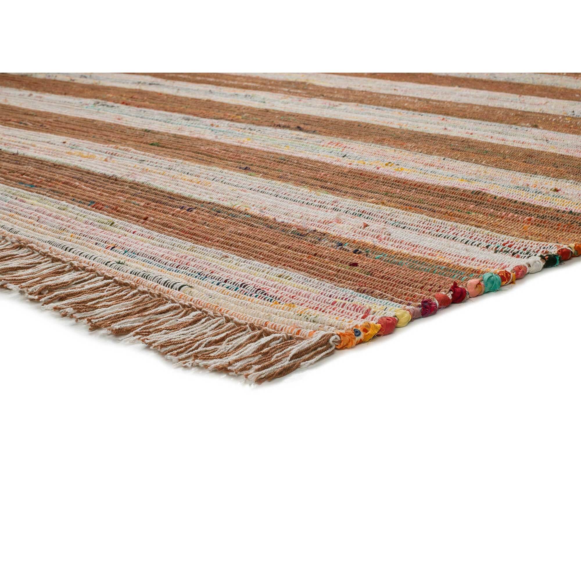 RECRAFT Alfombra de fibras recicladas con flecos multicolor, varias medidas disponibles