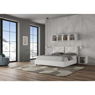 Letto matrimoniale con rete 160x190 cuscinatura similpelle bianco Egos Appia