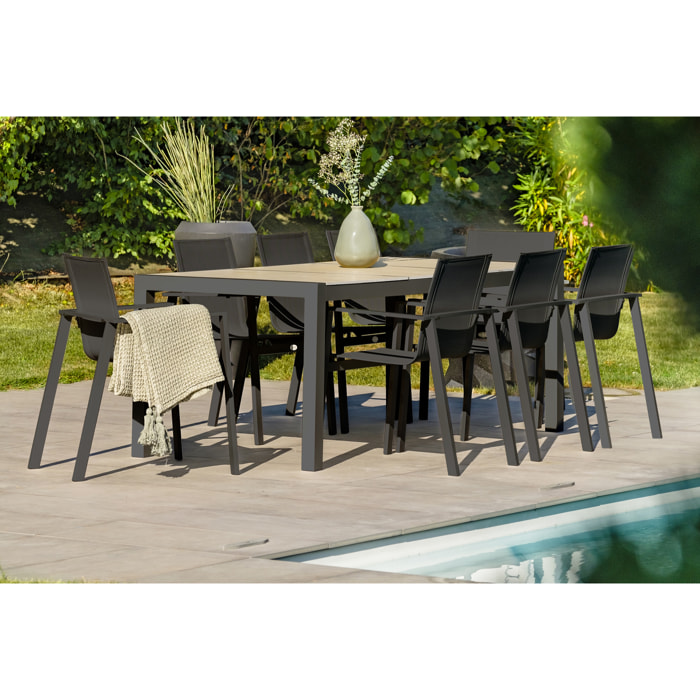 VENISE - Ensemble repas de jardin 8 places avec plateau céramique beige