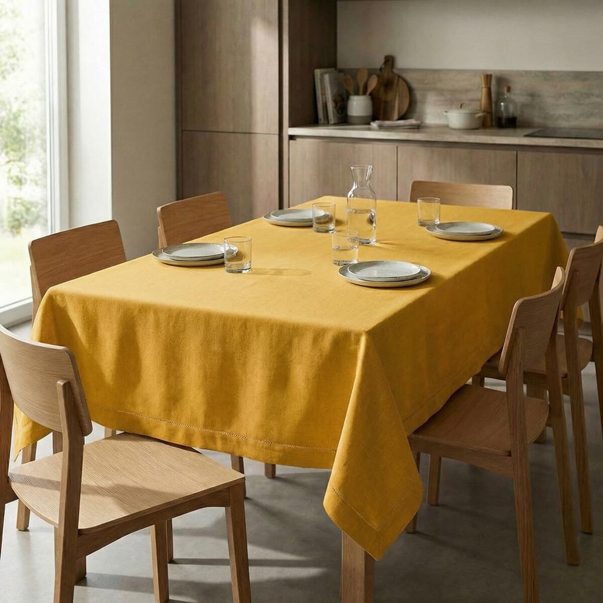 Tovaglia in cotone ajour elegante e raffinata, tessuto morbido e resistente, ideale per tavola quotidiana e occasioni formali, design versatile e curato, facile da lavare e stirare, certificata sicura per uso alimentare