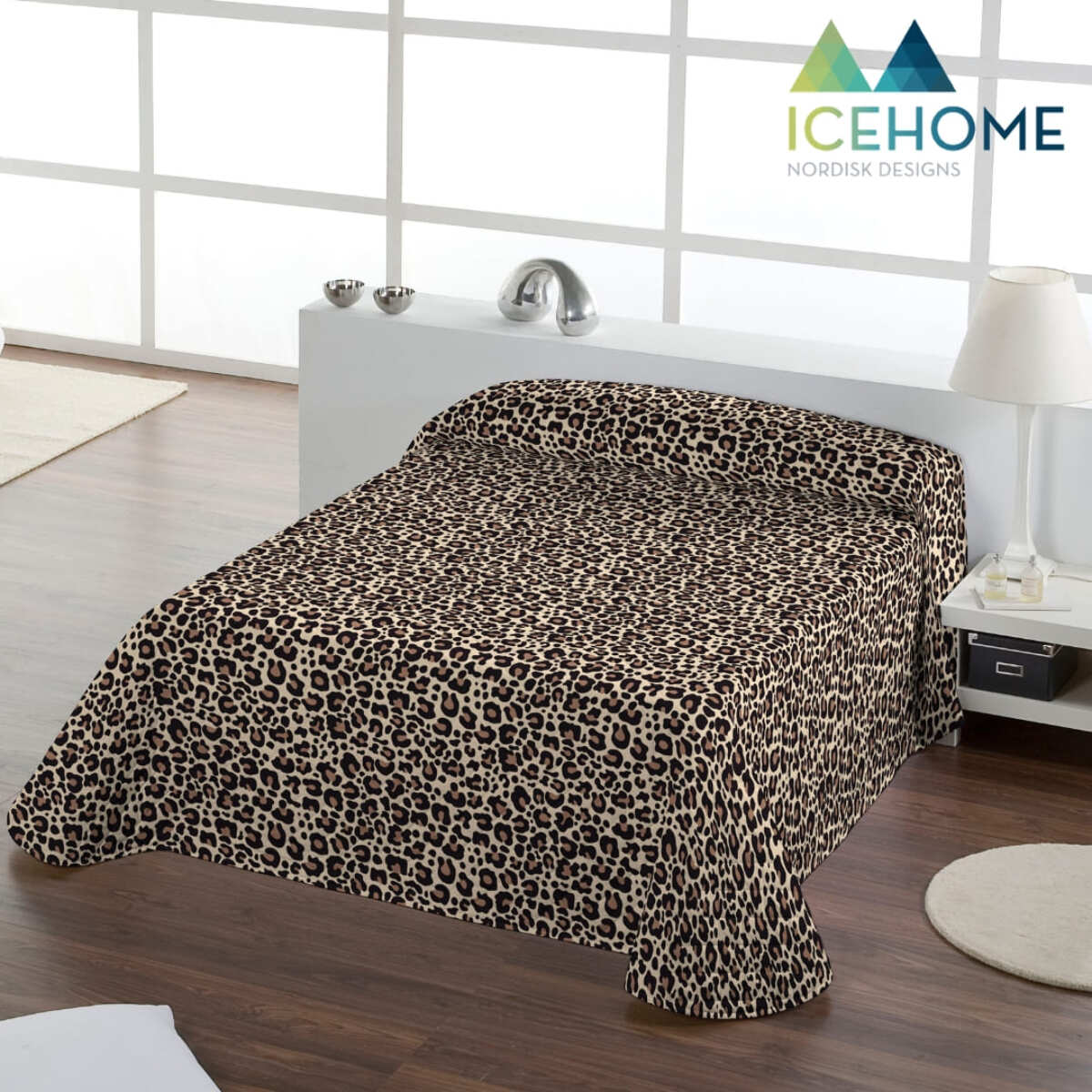 Colcha Bouti Estampada - Reversible - 100% Poliéster - Microfibra - 70 gr/m² - Leopard