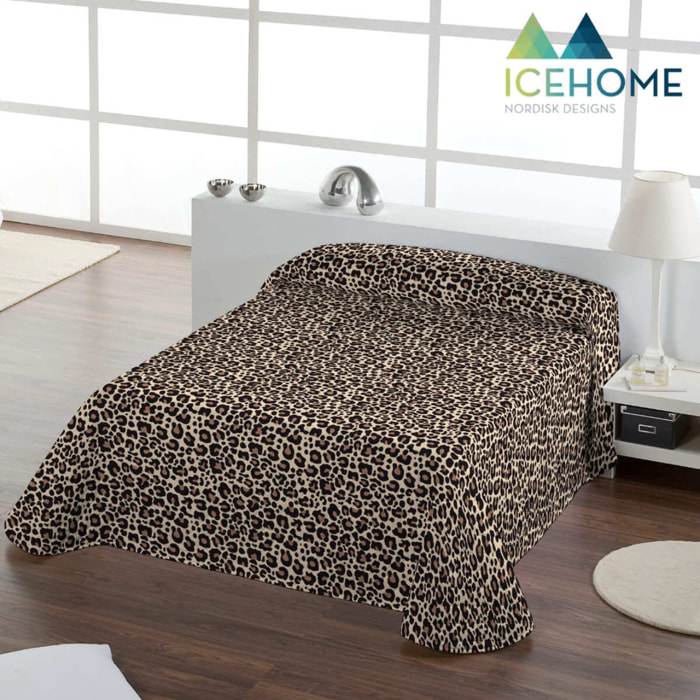 Colcha Bouti Estampada - Reversible - 100% Poliéster - Microfibra - 70 gr/m² - Leopard
