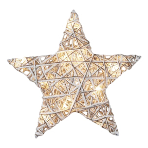 estrella decorativa luminosa con 10 luces led con purpurina 30x8x30cm