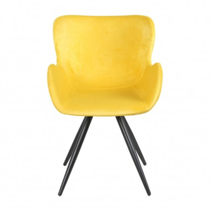 Chaise en velours avec piètement en métal noir - LILOU