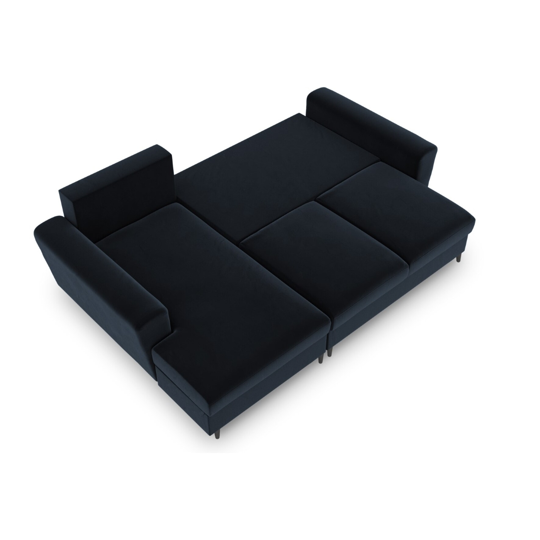 Canapé d'angle gauche convertible avec coffre de rangement "Kyoto" 4 places en velours bleu foncé