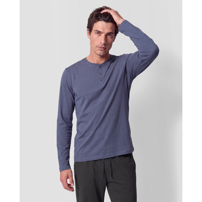 Pijama largo hombre con botones indigo - marino