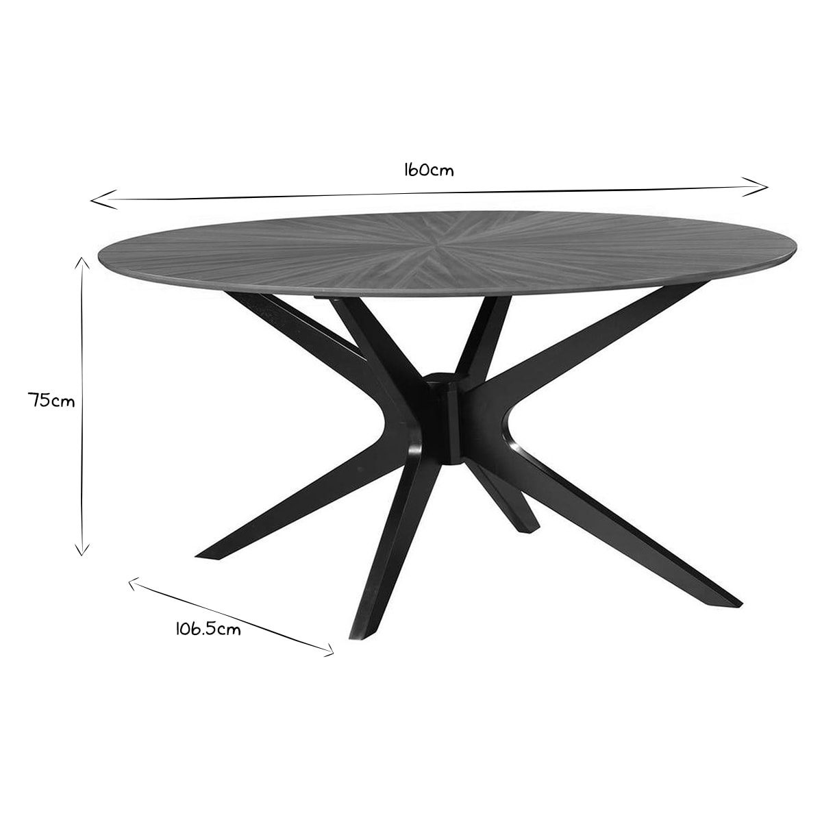 Table à manger design ovale noyer L160 cm DIELLI